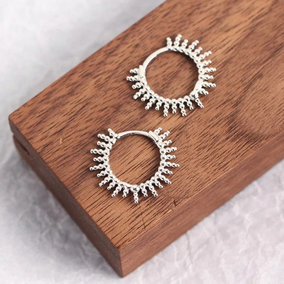 Modest Lu Jewelry - COPY - COPY - COPY - Sterling Silver Spike Huggie Hoop Earrings Brand New